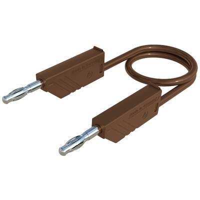 'Braunes Kabel mit zwei Bananensteckern an den Enden, geeignet zum Verbinden von Audio- oder elektronischen Geräten.'