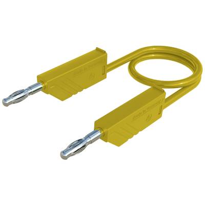 Ein gelbes, elektrisches Kabel mit zwei Steckern. Auf den Steckern steht 'Made in Germany'. Das Kabel ist für Verbindungen in elektronischen Geräten geeignet.