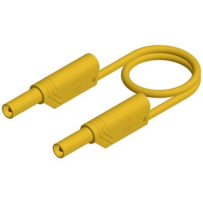 Gelbes Verbindungskabel mit zwei identischen Steckern an den Enden, einer davon ist durch eine Schleife im Kabel verbunden.
