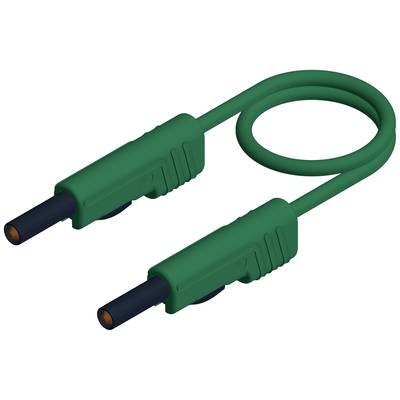 Grünes Testkabel mit zwei schwarzen Steckern, typischerweise für elektrische Messungen.