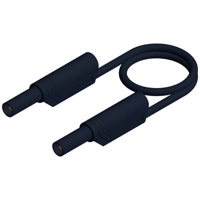 Ein schwarzes Audiokabel mit zwei identischen Steckern.