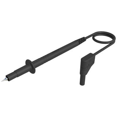 Ein schwarzes Messgerät mit einem spitzen Ende und einem Kabel für elektrische Messungen.