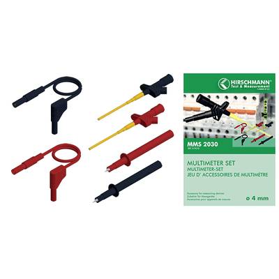Multimeter-Zubehörset mit verschiedenen Prüfspitzen und Krokodilklemmen in Rot und Schwarz. Verpackungsdesign zeigt Markenlogo.