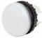 Ein runder, weißer Druckknopf mit schwarzem Gehäuse, vermutlich für die Installation in einem technischen Gerät.