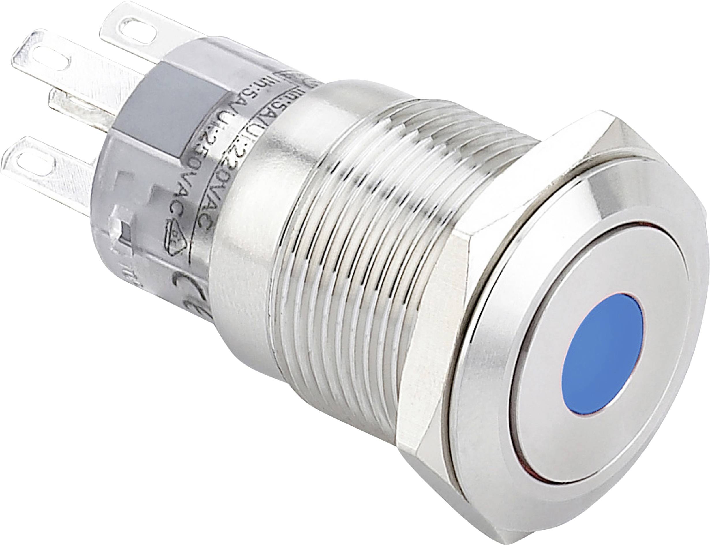 TRU COMPONENTS 701303 LAS1-AGQ11ZD, BL Vandalismusgeschützter Druckschalter 250 V/AC 5 A 1 x Ein/Ein rastend Blau IP67 1