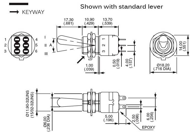 APEM 12146A 12146A Kippschalter 250 V/AC 2 A 2 x Ein/Ein IP54 rastend 1 St.-2