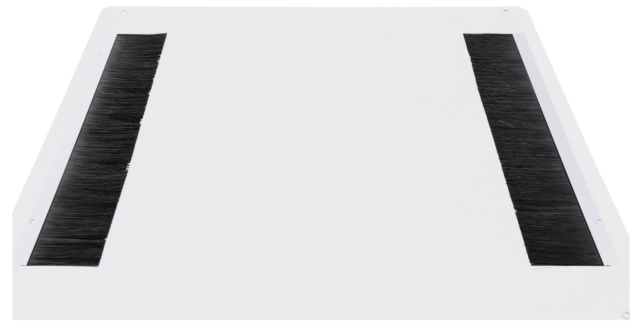 Ein rechteckiges weißes Feld mit zwei parallelen, schwarzen Bürstenstreifen, die längs verlaufen.