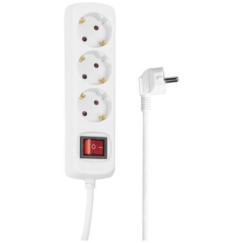 hama 00030535 Steckdosenleiste 3-fach, mit Schalter, 3 m, Weiß