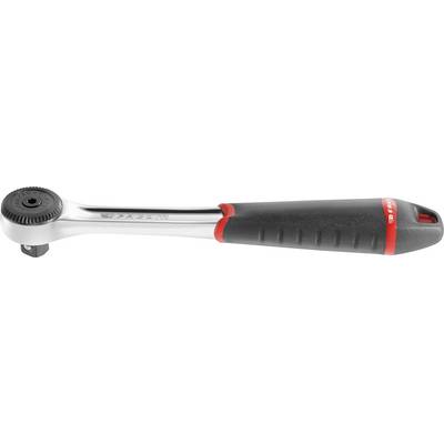 Ein ergonomischer Schraubenschlüssel mit schwarzem Gummigriff und rotem Detail, ideal für einfache Handhabung und effizientes Arbeiten.
