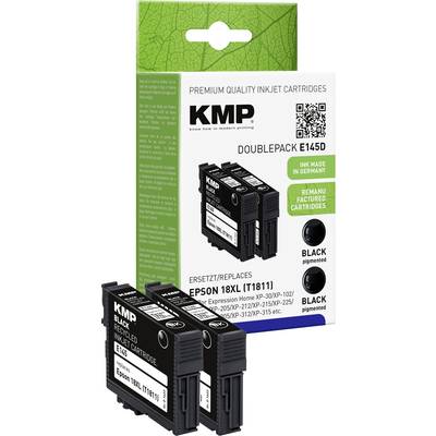 KMP Druckerpatrone ersetzt Epson 18XL, T1811 Kompatibel 2er-Pack Schwarz E145D 1622,4021