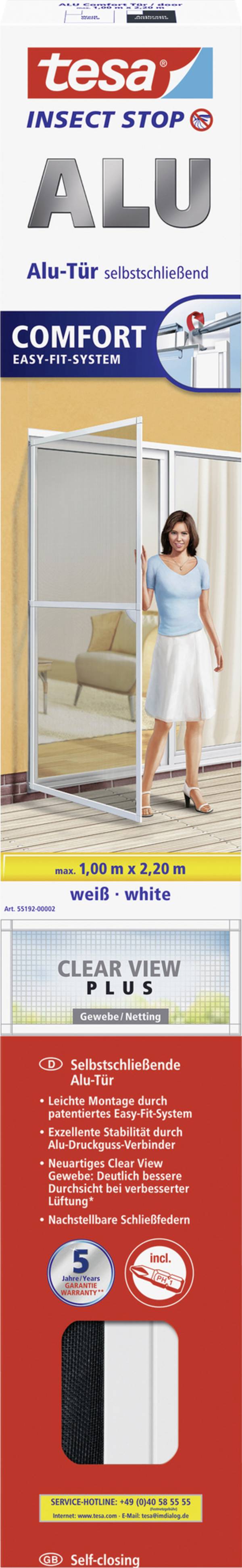 tesa ALU COMFORT 55192-00002-00 Tür-Fliegengitter   (B x H) 1000 mm x 2200 mm Weiß 1 St.