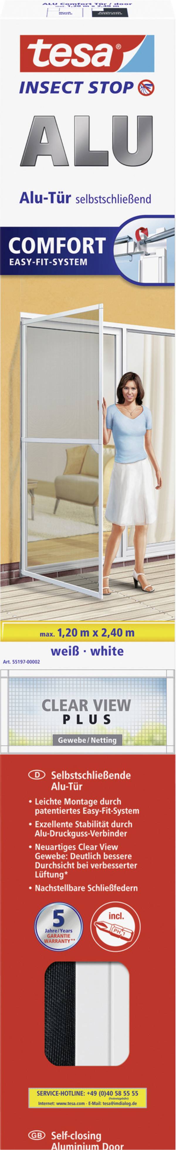 tesa ALU COMFORT 55197-00002-00 Tür-Fliegengitter   (B x H) 1200 mm x 2400 mm Weiß 1 St.