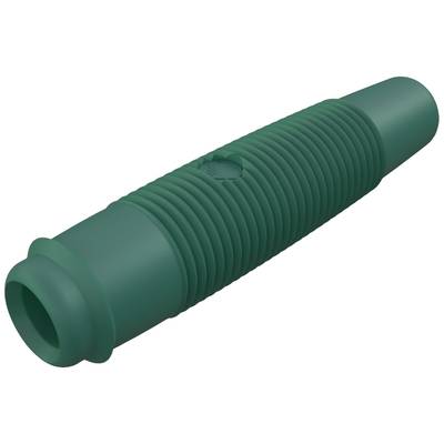 Grüner Wellschlauchadapter aus Kunststoff, zylindrische Form, mit geripptem Körper und glatter Einstecköffnung, zur Verbindung von Schläuchen.
