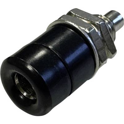 Schwarzer und silberner Druckluftanschlussadapter mit Gewinde und Ventil, verwendet in mechanischen oder pneumatischen Anwendungen.