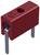 Roter zweipoliger elektrischer Steckverbinder mit Metallkontakten, verwendet zur Verbindung von elektrischen Leiterplatten.