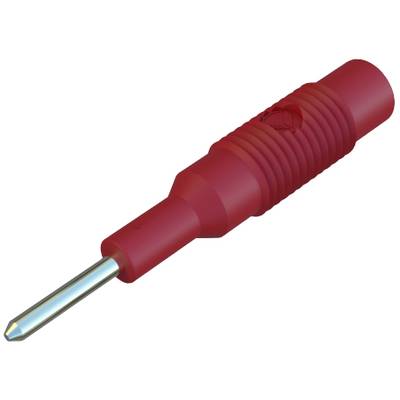 Roter Prüfstecker mit isoliertem Griff und metallischer Spitze, typisch für elektrische Messungen oder Laboranwendungen.
