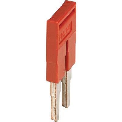 Ein roter Elektrostecker mit zwei Metallstiften, gekennzeichnet mit "FBS 4-8", normalerweise für Leiterplatten oder elektronische Geräte verwendet.
