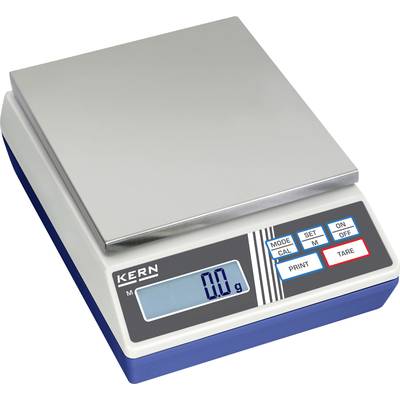 Digitale Waage mit Display zeigt '0,0 g'; Knöpfe für Modus, Kalibrierung, Drucken und Tara sichtbar.