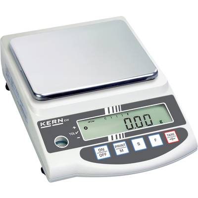 Elektronische Küchenwaage mit digitalem Display zeigt 0,00 Gramm an. Tasten: 'ON/OFF', 'PRINT', 'M', 'S', 'F', 'TARE'.
