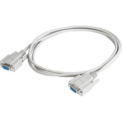 Ein graues serielles Kabel mit zwei DB9-Anschlüssen, das für die Datenübertragung zwischen Geräten wie Computern und Modems verwendet wird.