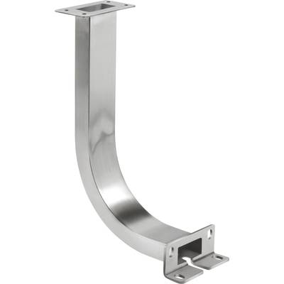 Metallische Rohrklemme in U-Form, silberfarben, mit zwei Montageplatten an den Enden. Geeignet zur Befestigung oder Halterung.