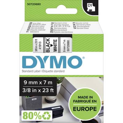 Schriftband  DYMO D1 40913  Bandfarbe: Weiß Schriftfarbe:Schwarz 9 mm 7 m