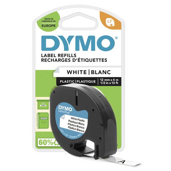 DYMO 91221 Etiketten Kunststoff Bandfarbe: Perlweiß Schriftfarbe: Schwarz 12 mm 4 m S0721660