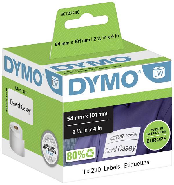 DYMO Etiketten Rolle  99014 S0722430 101 x 54 mm Papier Weiß 220 St. Permanent haftend Versand-Etiketten