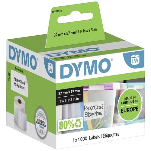 DYMO Etiketten Rolle 11354 S0722540 57 x 32 mm Papier Weiß 1000 St. Permanent haftend Universal-Etiketten