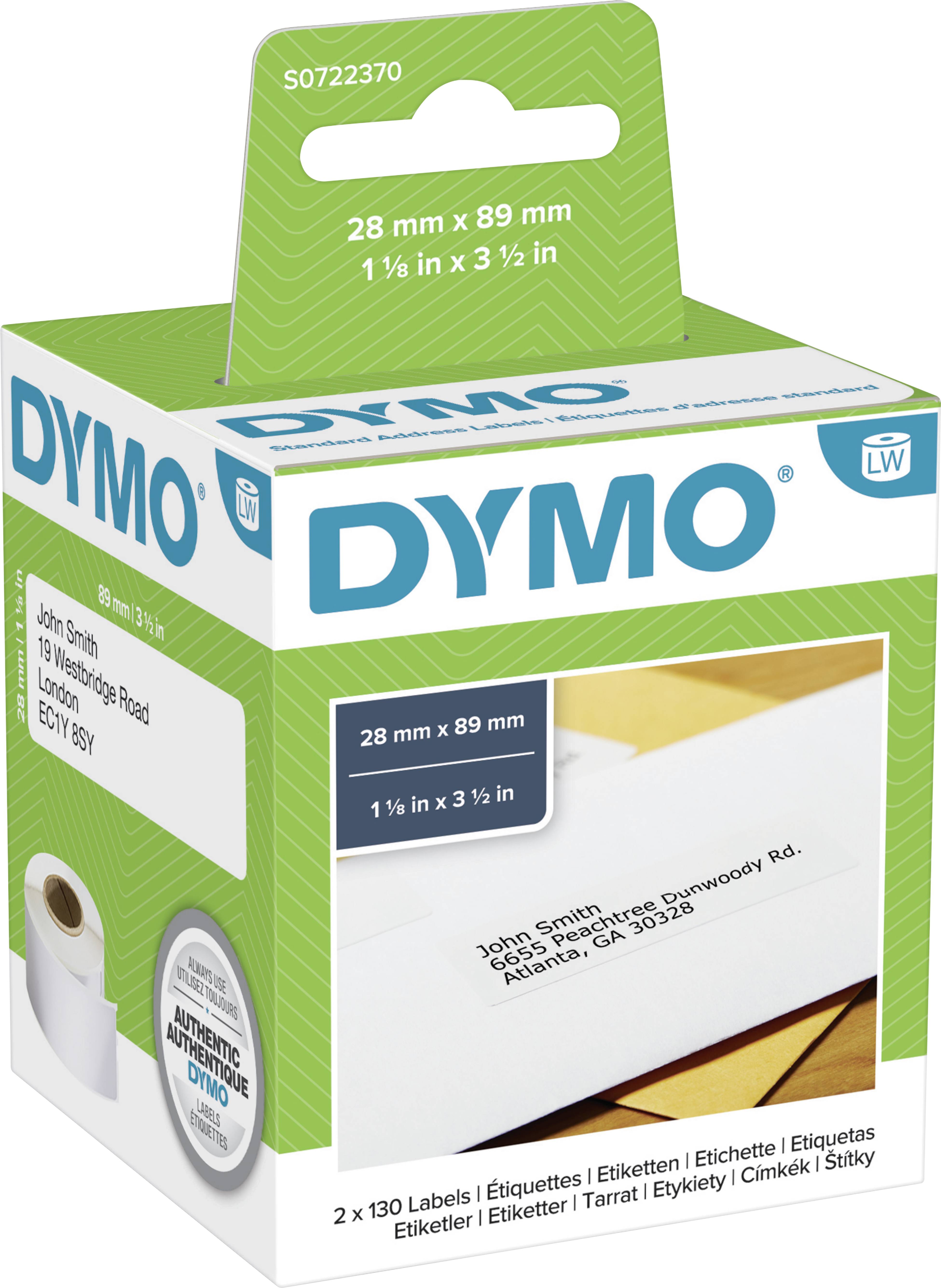 Printing Pleasure 99010 Rolle Adress-Etiketten kompatibel für Dymo LabelWriter & Seiko Etikettendrucker 28mm x 89mm 130 Stück