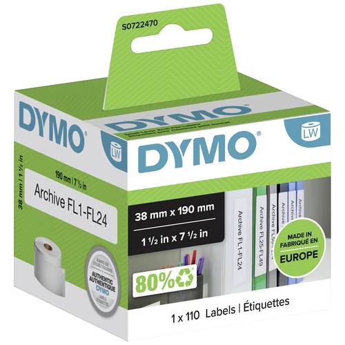 DYMO Etiketten Rolle 99018 S0722470 38 x 190 mm Papier Weiß 110 St. Permanent haftend Ordner-Etiketten