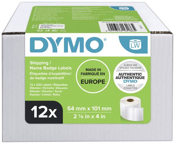 DYMO Etiketten Rolle Kombi-Pack 13186 S0722420 101 x 54 mm Papier Weiß 2640 St. Permanent haftend Versand-Etiketten, Namensschild-Etiketten