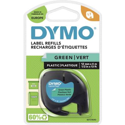DYMO LT Schriftband  Recycling Kunststoff Bandfarbe: Grün Schriftfarbe: Schwarz 12 mm 4 m S0721640
