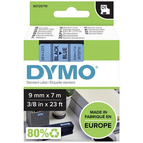 Thumbnail - Schriftband DYMO D1 40916 Polyester Bandfarbe: Blau Schriftfarbe:Schwarz 9 mm 7 m