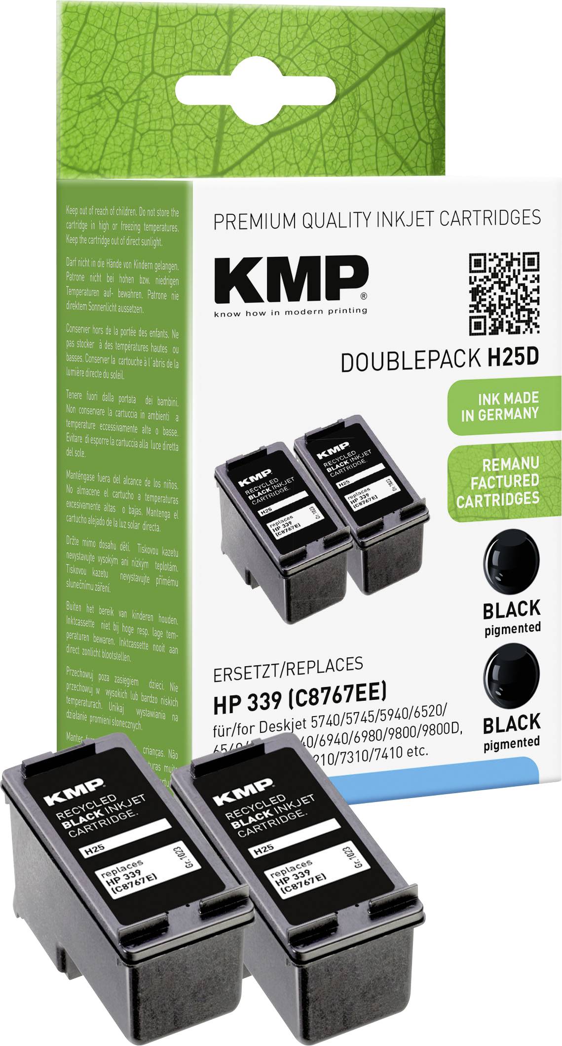 KMP H25D Double Pack 2er Pack Schwarz wiederaufbereitet Tintenpatrone