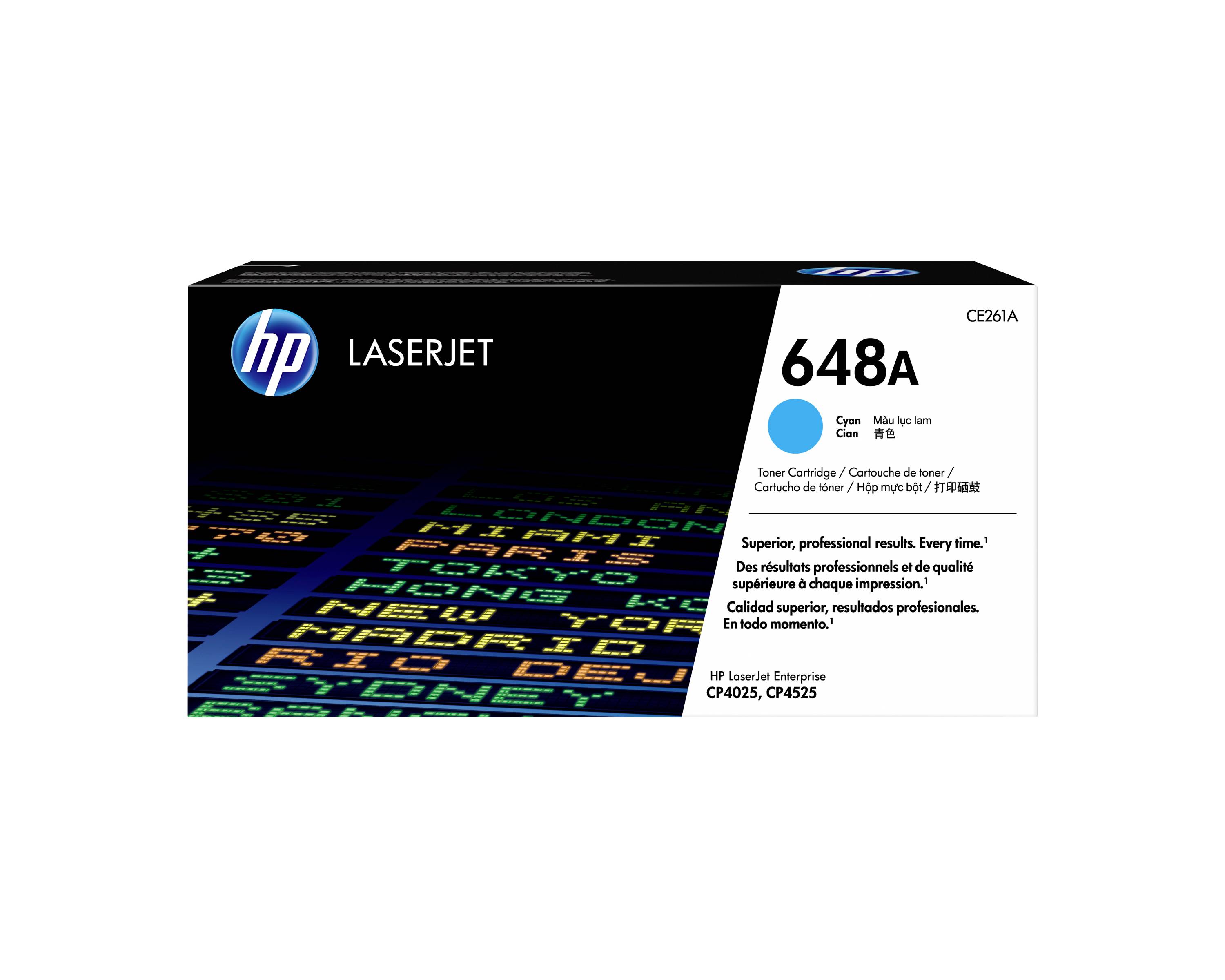 HP LaserJet 648A Cyan-Tonerpatronenschachtel für HP LaserJet Enterprise-Drucker.