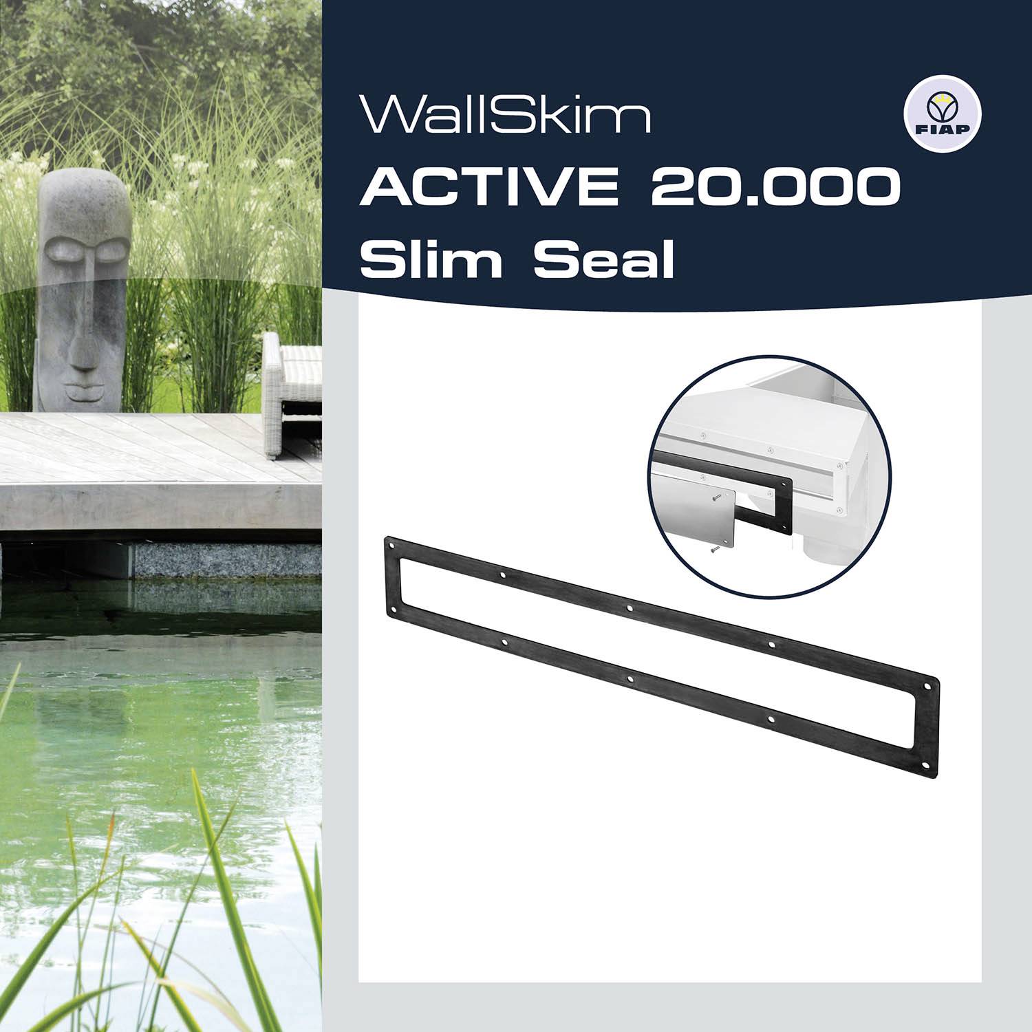 Die Abbildung zeigt 'WallSkim ACTIVE 20.000 Slim Seal' von FIAP, eine Darstellung eines Dichtungsrahmens für Teiche und Pools.