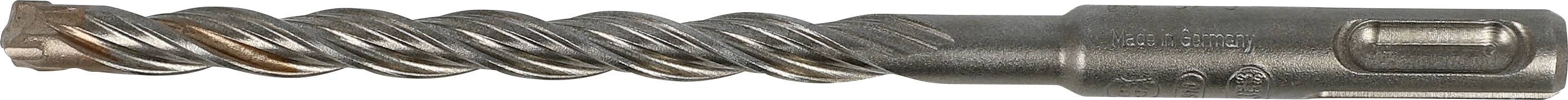 Nahaufnahme eines Metallwendelbohrers mit Wendelnutnuten und einem Schaft, horizontal auf weißem Hintergrund dargestellt.