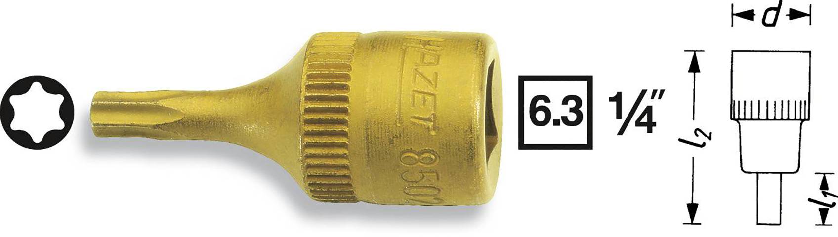 HAZET Torx-Schraubendreher-Einsatz 6,3 mm (1/4\") 8502-T10 Länge 28 mm (8502-T10)