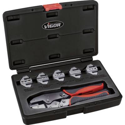 Vigor V2499 Crimpzangen-Set 6teilig Isolierte Kabelschuhe, Unisolierte, geschlossene Kabelschuhe, Offene, unisolierte Ka