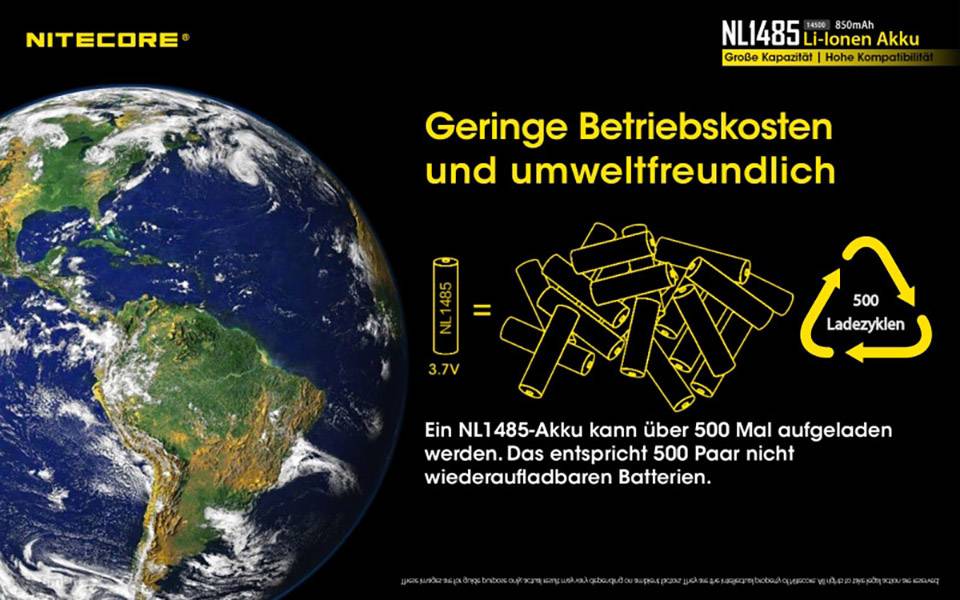NiteCore NL1485 Spezial-Akku 14500 Li-Ion 3.7 V 850 mAh 1 St.-6