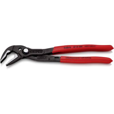 Rote Knipex-Wasserpumpenzange mit Aufschrift 'Cobra' und 'Self-locking', geeignet für verschiedene Greif- und Drehaufgaben.