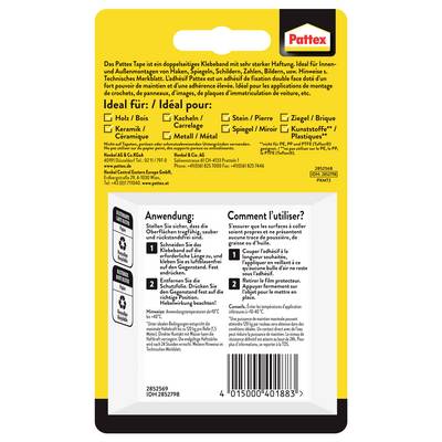 Pattex PRO/DIY Tapes PXMT2 Doppelseitiges Klebeband Weiß (L x B) 1.5 m x 19 mm 1 St.-1