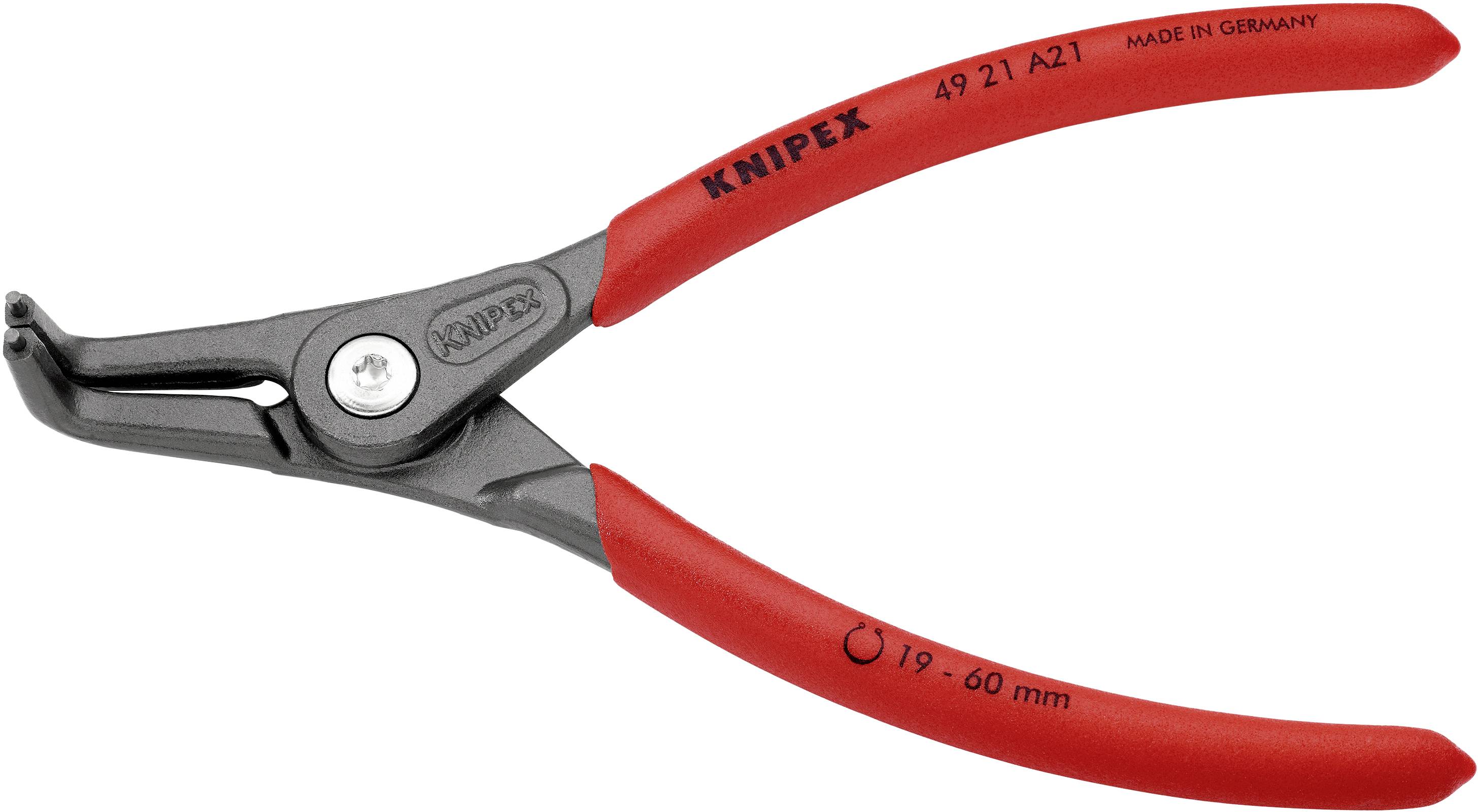 Rote Abisolierzange von Knipex, Modell 49 21 A21, aus Deutschland. Geeignet für Kabel von 19 bis 60 mm.