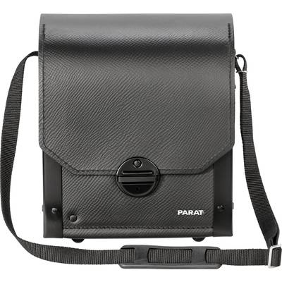 Schwarze, vertikale Tasche mit Schultergurt, Text 'PARAT' unten rechts, robustes Material, geeignet für Werkzeuge oder Zubehör.