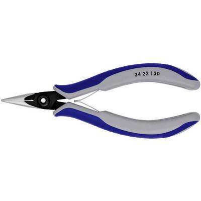 Eine blau-graue Präzisionszange mit der Aufschrift '34 22 130' auf dem Griff, geeignet für feine Schneid- und Greifarbeiten.
