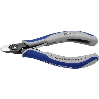 'Seitenschneider mit blauen Griffen, geeignet für maximal Ø 1,7 mm bei Kupferdrähten und maximal Ø 1,0 mm bei mittleren Härten.'