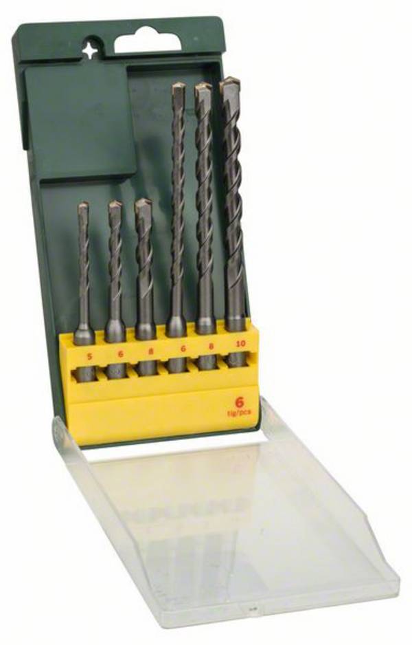 Bosch Accessories Promoline 2607019447 Hartmetall Hammerbohrer-Set 6teilig 5 mm, 6 mm, 6 mm, 8 mm, 8 mm, 10 mm SDS-Plus 1 Set