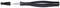 Ein schwarzer, ovaler mechanischer Stift mit abgenommener Kappe zeigt eine Metallspitze.