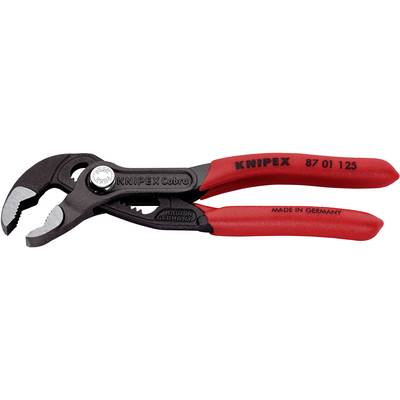 Wasserpumpenzange von Knipex mit rotem Griff und schwarzem Kopf, Beschriftung 'Made in Germany' und Modellnummer '87 01 125'.